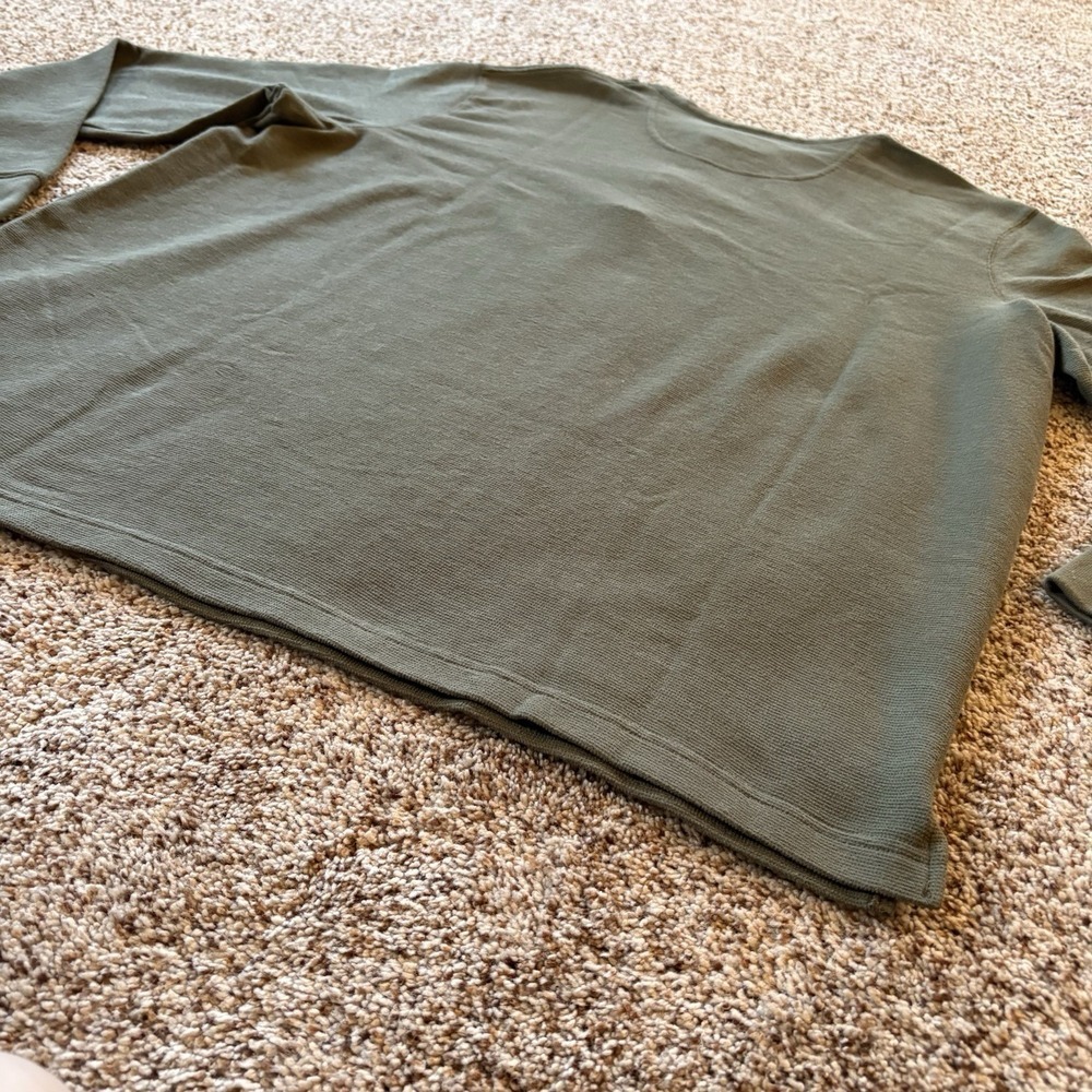 Goodfellow & Co XXL Olive Waffle Knit Henley Long Sleeve Thermal Shirt Layer EUC - Picture 9 of 12